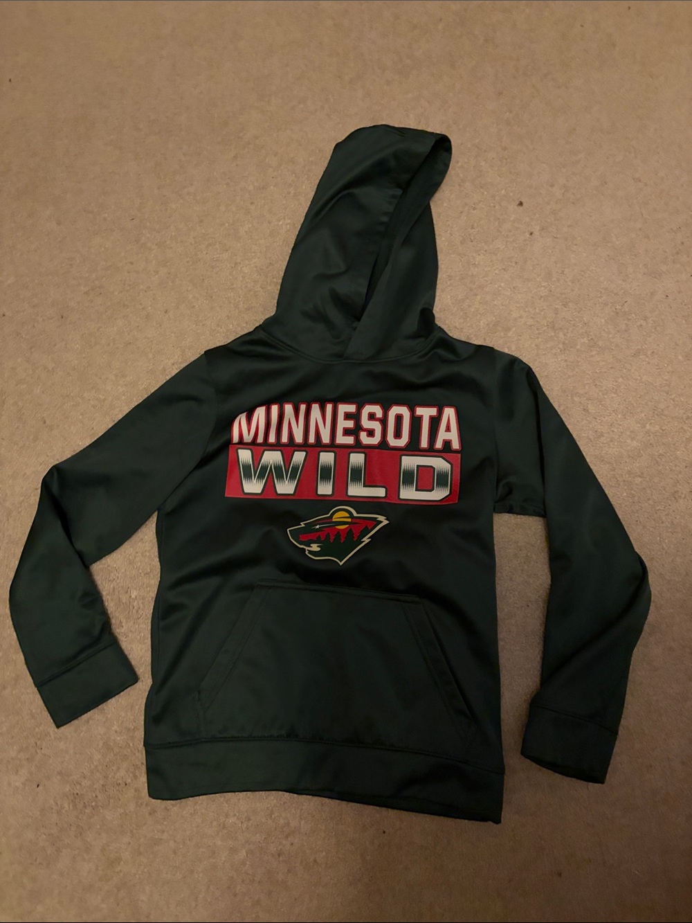NHL Minnesota Wild Dark Green Youth Hoodie with Team Logo